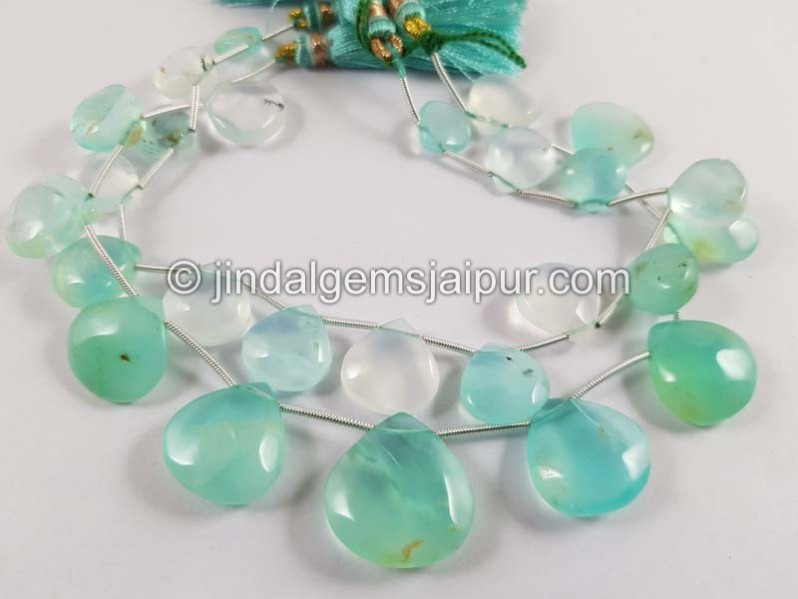 Natural Peruvian Blue Opal Smooth Heart Beads