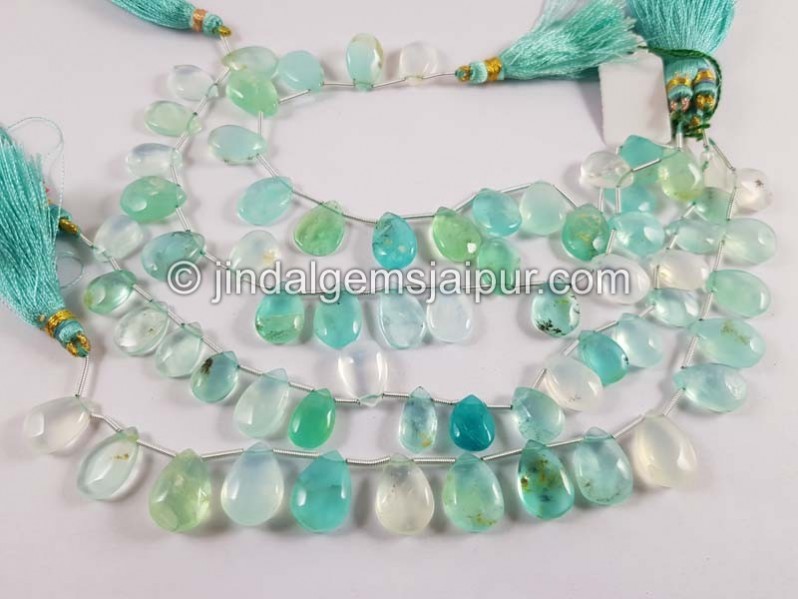 Natural Peruvian Blue Opal Smooth Pear Beads