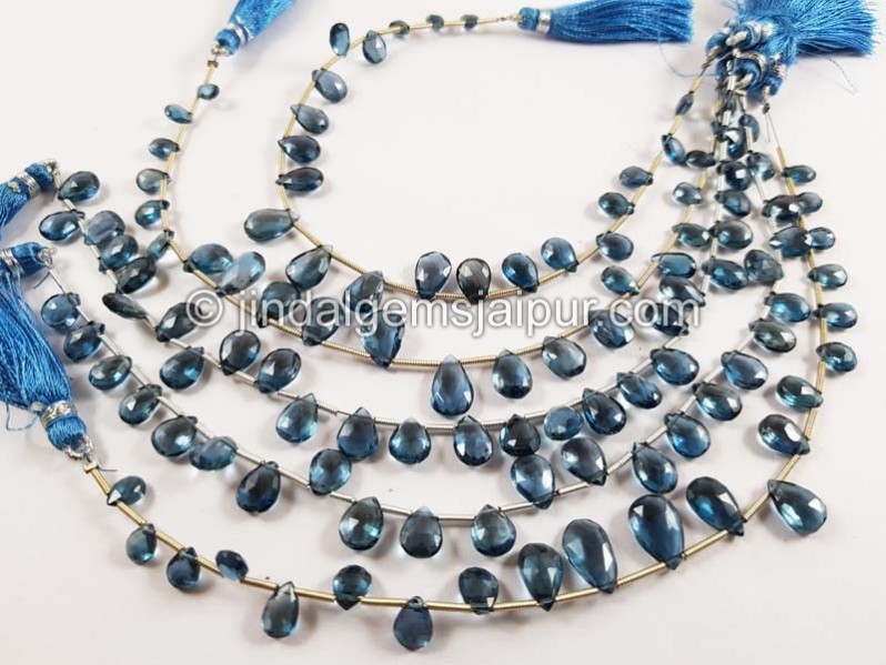 London Blue Topaz Faceted Pear Shape Beads