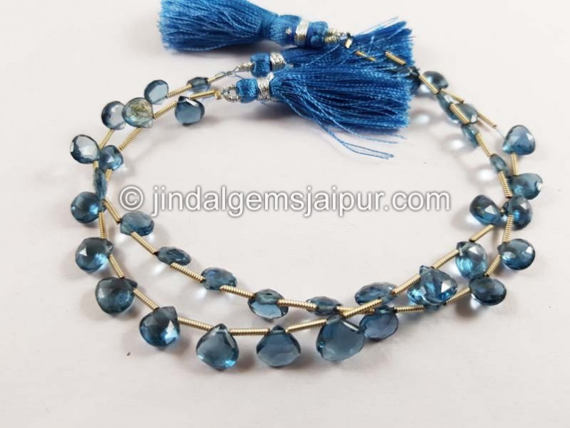 London Blue Topaz Faceted Heart Shape Beads