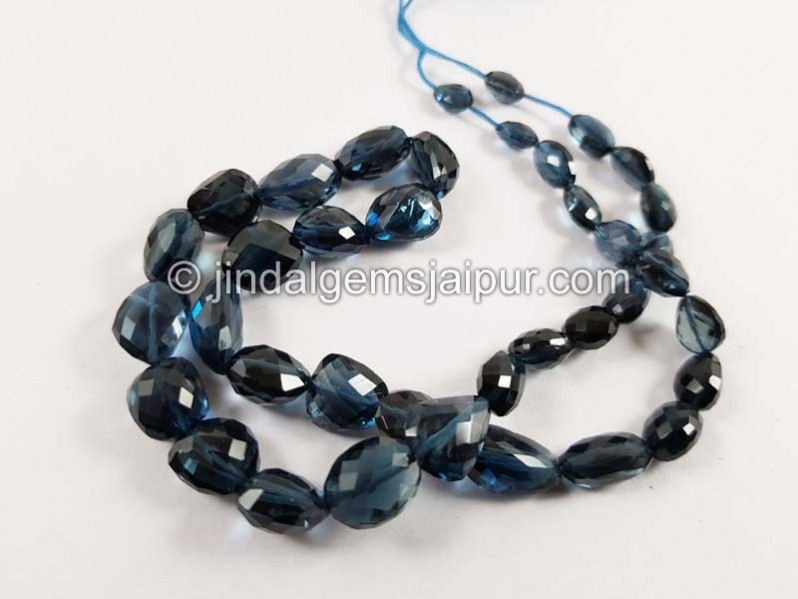 London Blue Topaz Far Faceted Nuggets Shape Beads