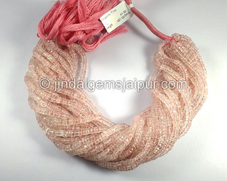Morganite Faceted Tyre Shape Beads