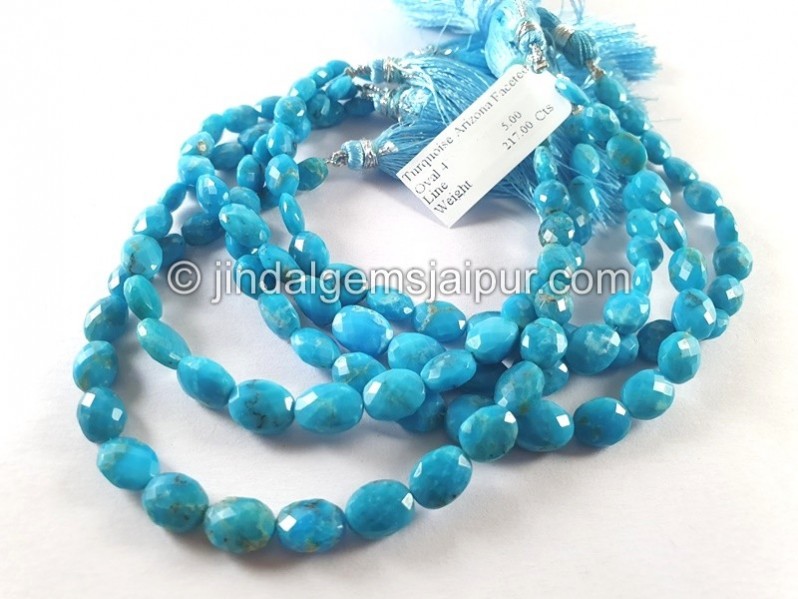 Turquoise Arizona Faceted Oval Shape Beads