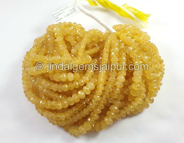 Heliodor Faceted Roundelle Shape Beads