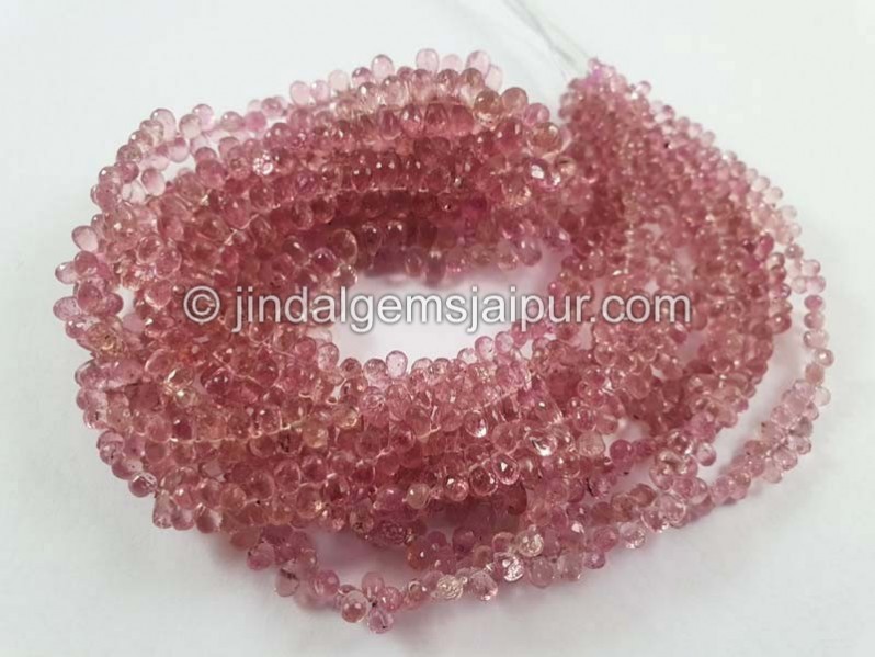Pink Tourmaline Faceted Drops Beads