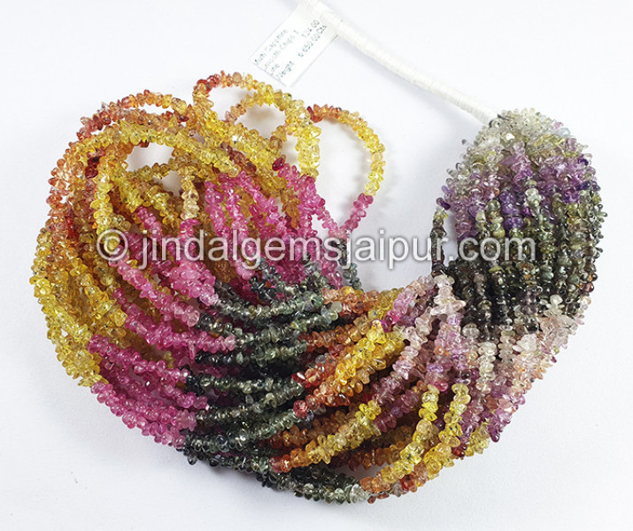 Multi Sapphire Smooth Chips Beads