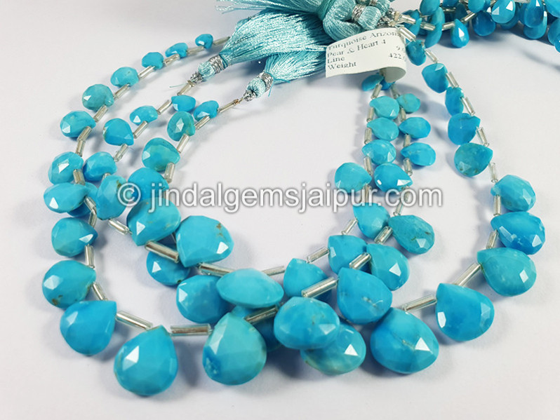 Turquoise Arizona Faceted Heart Shape Beads