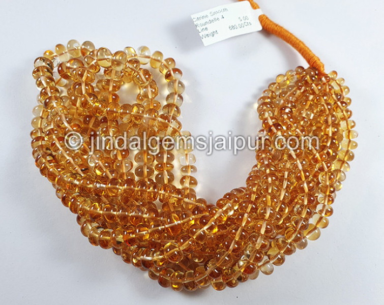 Citrine Smooth Roundelle Shape Beads