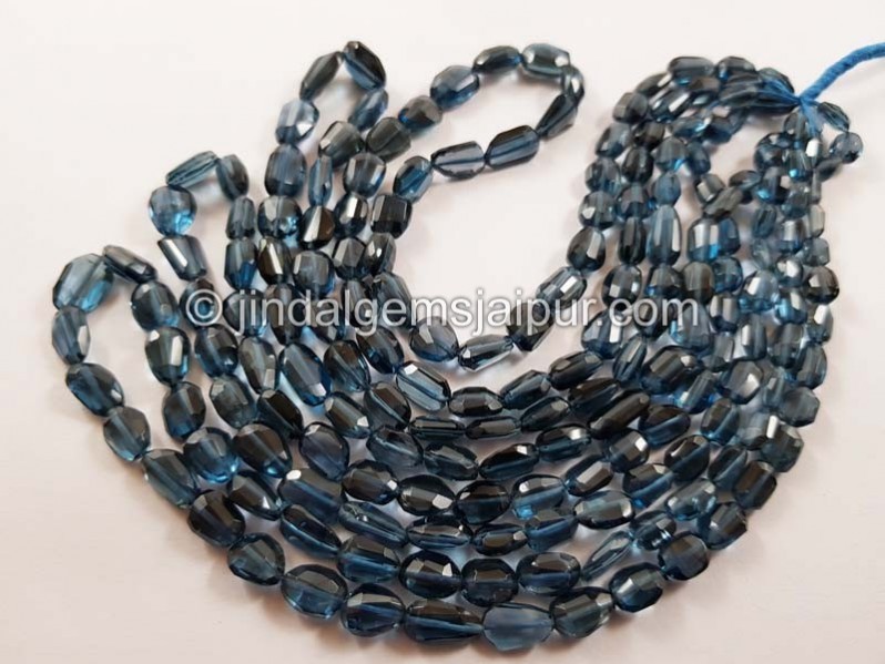 London Blue Topaz Faceted Nugget Beads