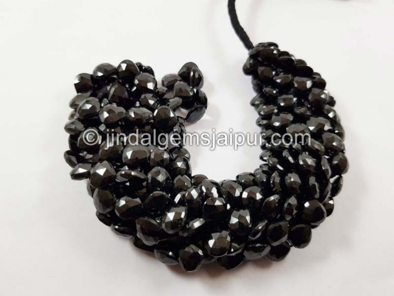 Black Tourmaline Faceted Heart Beads