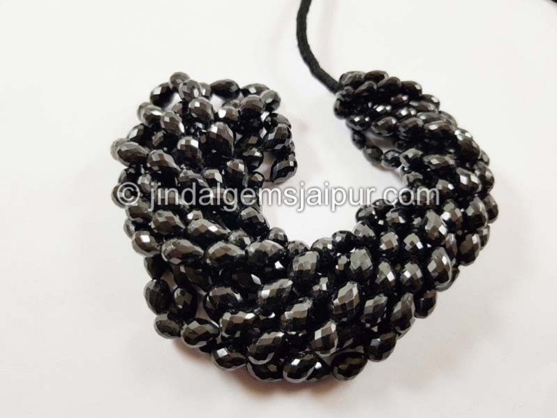 Black Tourmaline Faceted Drops Beads