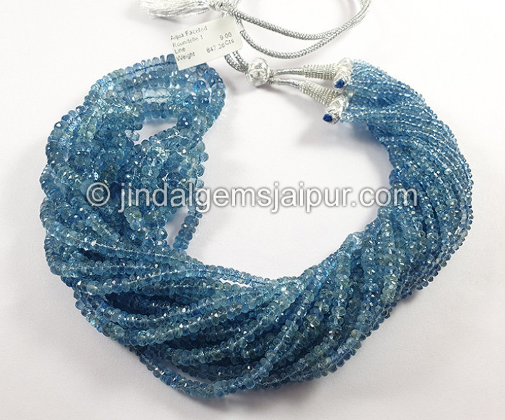 Aquamarine Faceted Roundelle Shape Beads
