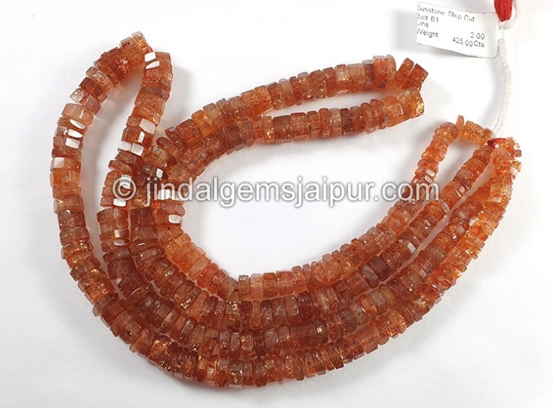 Sunstone Step Cut Bolt Shape Beads