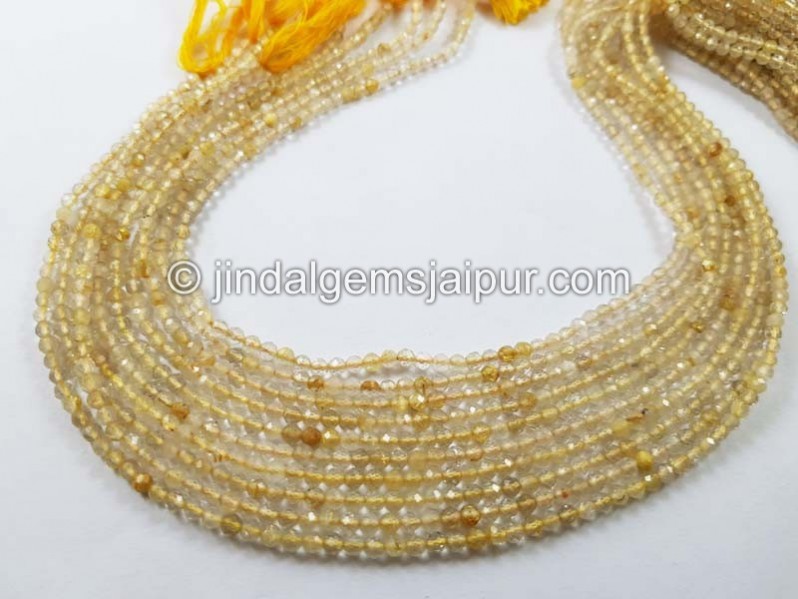 Golden Rutile Micro Cut Round Beads