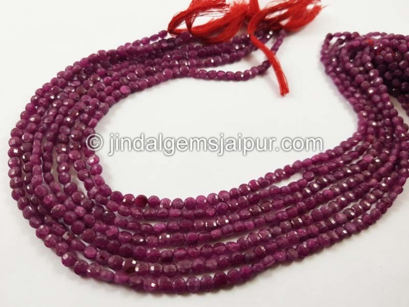 Natural Ruby Faceted Coin Beads