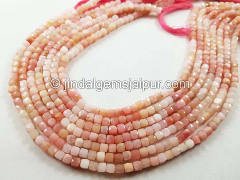 Pink opal shaded micro cut cube beads