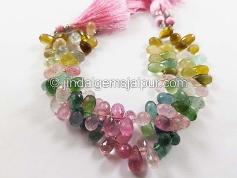 Afghan Tourmaline Faceted Drops Beads