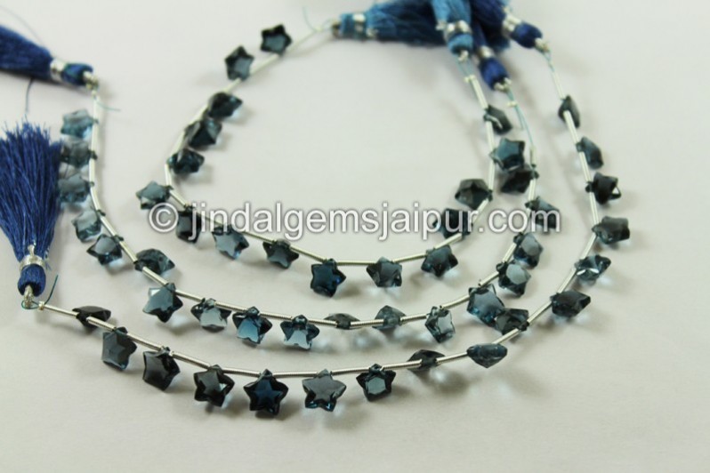 London Blue Topaz Far Star Cut Beads