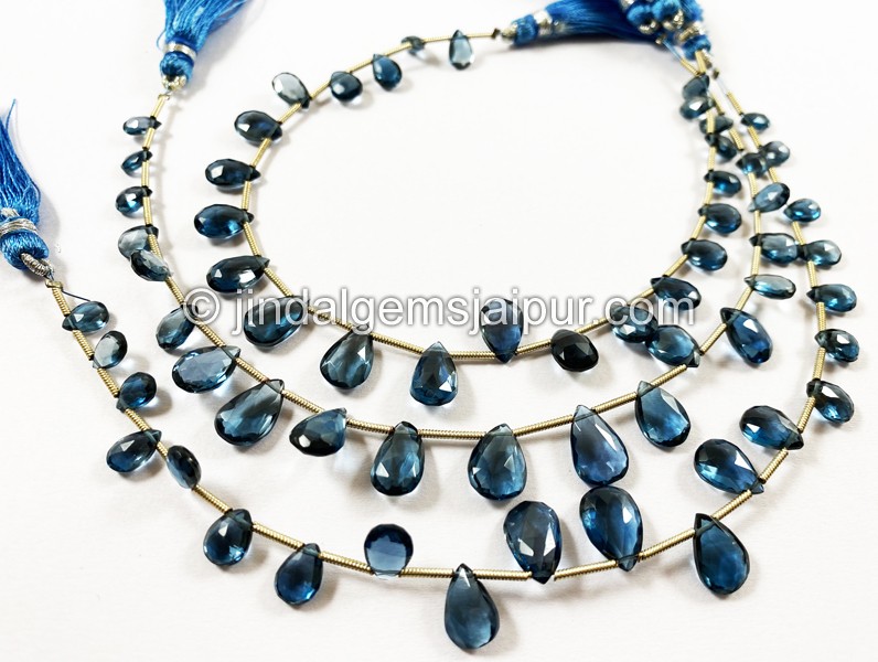 London Blue Topaz Far Faceted Pear Beads