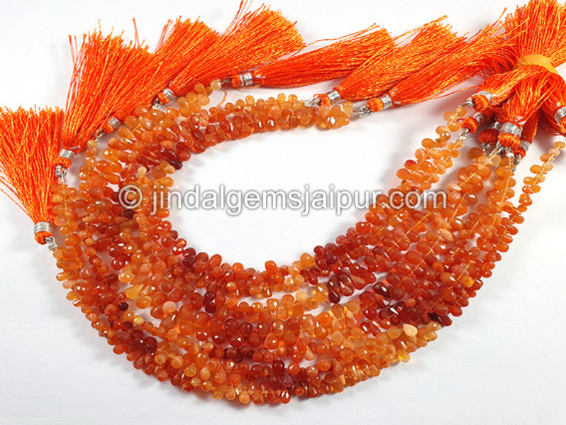 Fire Opal Faceted Drops Shape Small Beads