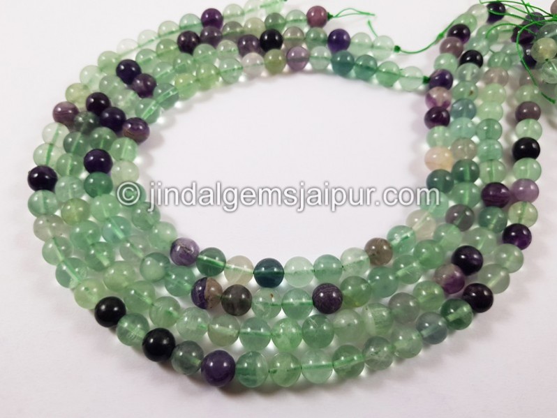 Multi Fluorite Smooth Round Beads