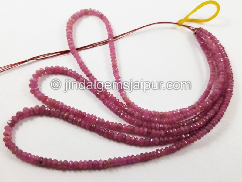 Natural Pink Sapphire Faceted Roundelle Beads