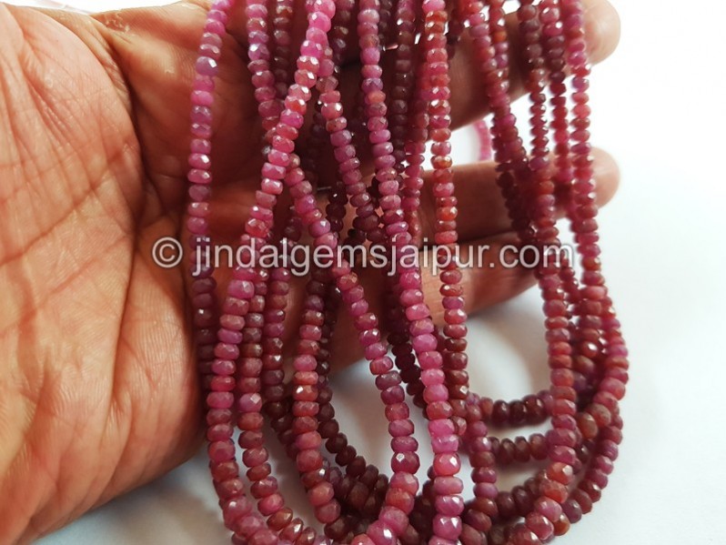 Natural Ruby Faceted Roundelle Beads