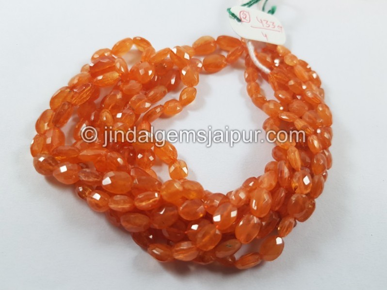 Mandarin Garnet Faceted Oval Beads