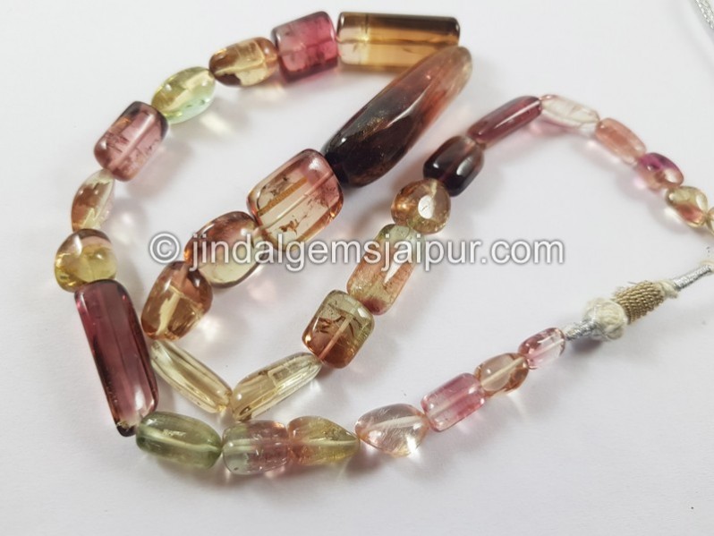 Bi Colour Tourmaline Smooth Nugget Beads