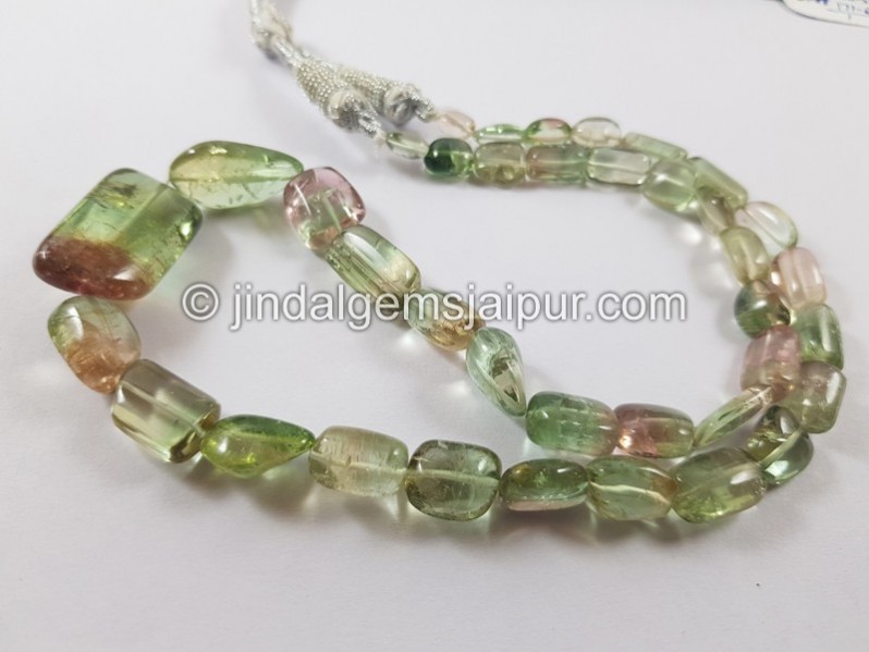 Bi Colour Tourmaline Smooth Nugget Beads