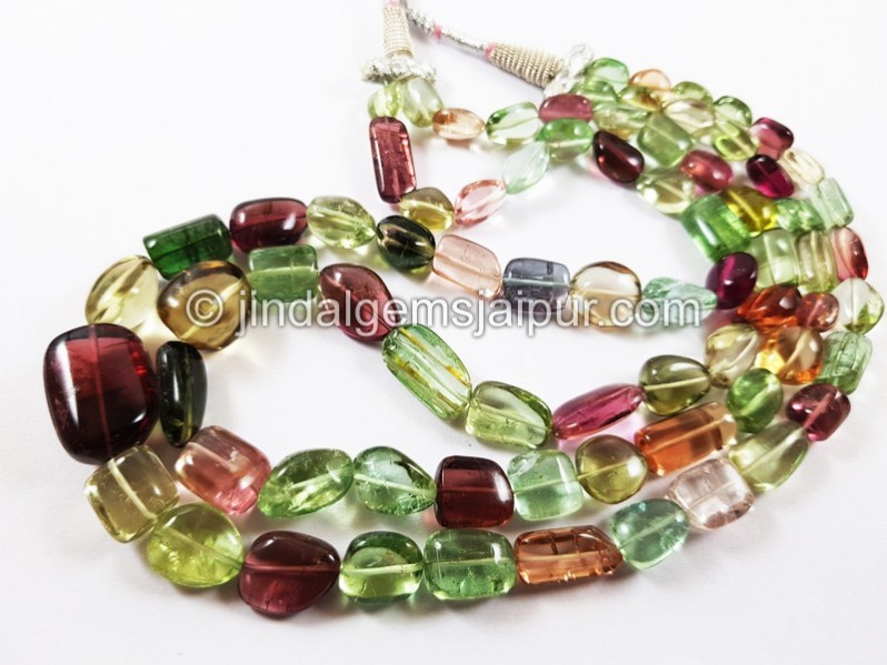 Multi Colour Tourmaline Smooth Nugget Beads