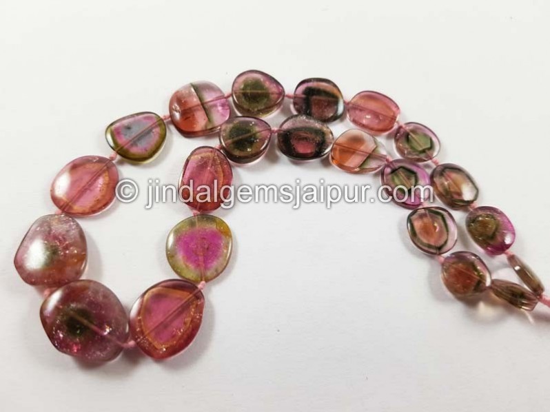 Watermelon Tourmaline Smooth Slices Beads