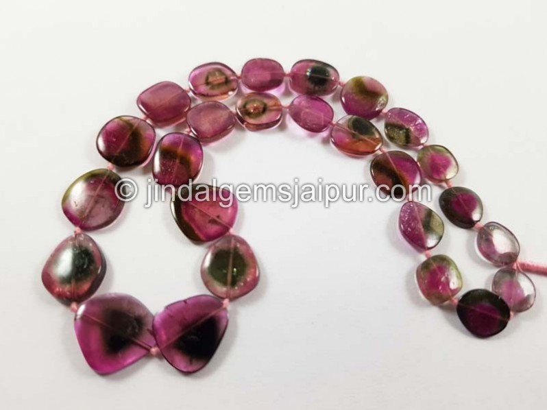 Watermelon Tourmaline Smooth Slices Beads