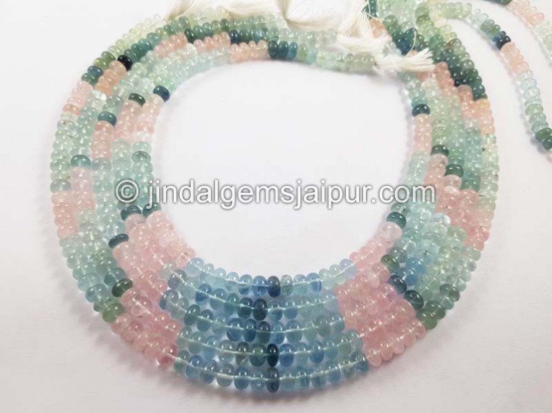 Multi Milky Aquamarine Far Smooth Roundelle Beads