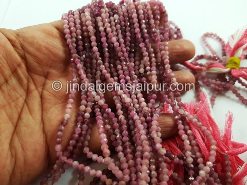 Pink Tourmaline Shaded Micro Cut Round Beads