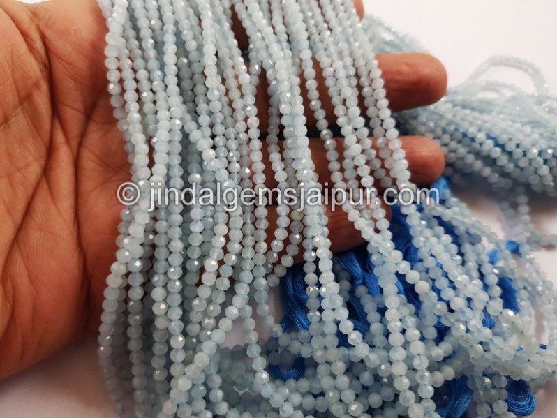 Aquamarine Micro Cut Round Beads