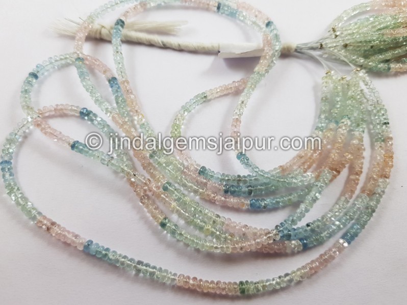 Multi Aquamarine Smooth Roundelle Beads