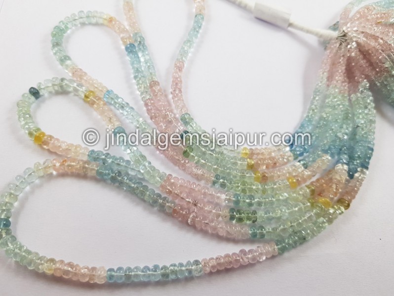 Multi Aquamarine Smooth Roundelle Beads