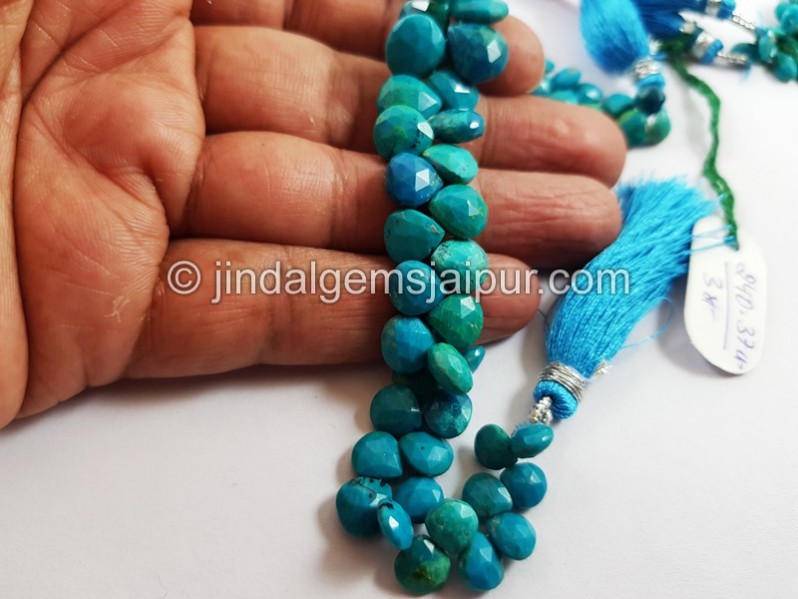 Blue Chrysocolla Faceted Heart Beads