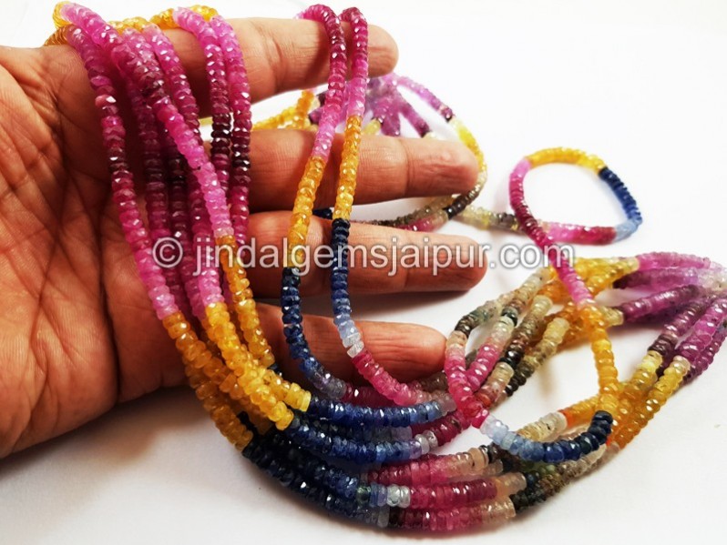 Multi Sapphire Far Faceted Tyre Beads