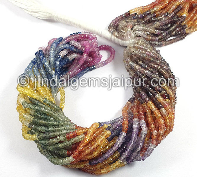 Multi Sapphire Faceted Roundelle Shape Beads