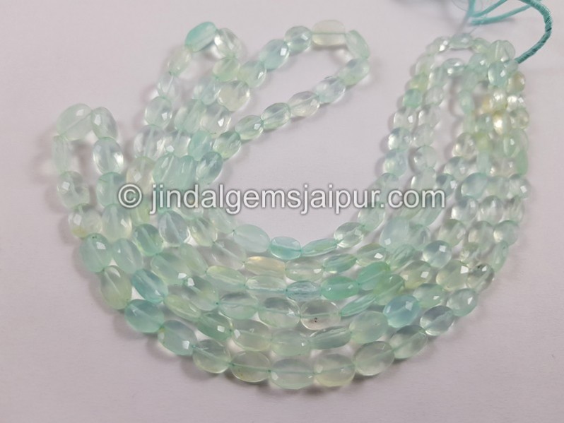 Natural Peruvian Blue Opal Faceted Oval Beads