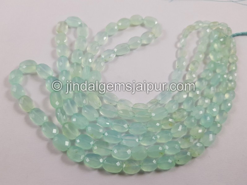 Natural Peruvian Blue Opal Faceted Oval Beads