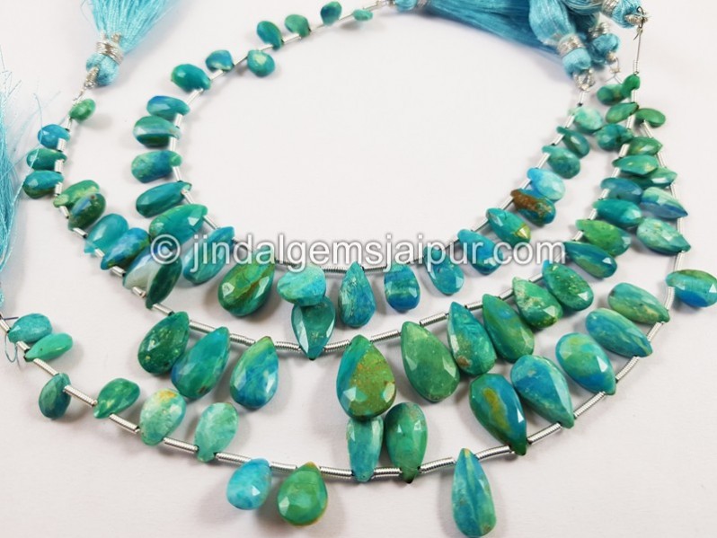 Natural Blue Opalina Faceted Pear Beads