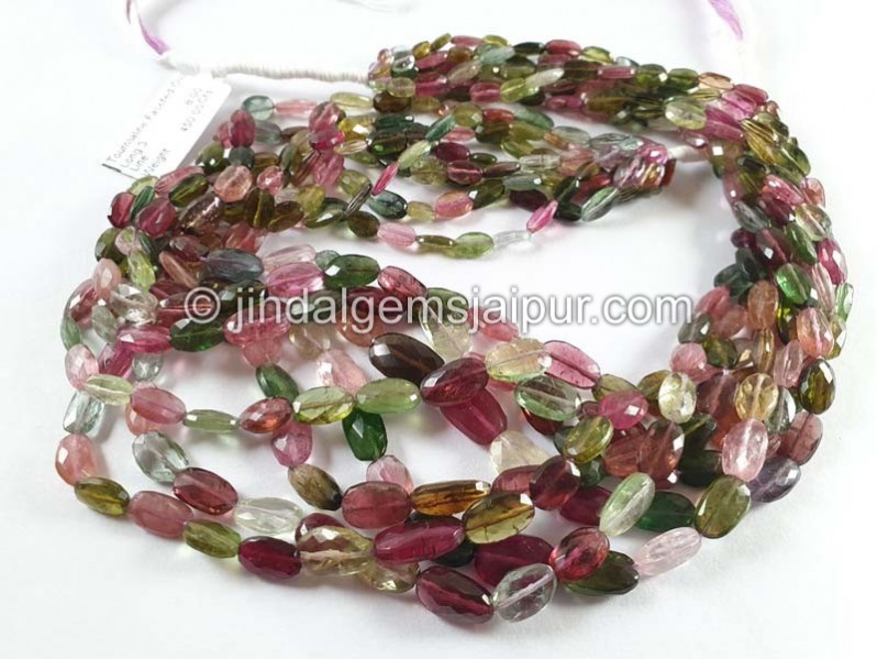 Tourmaline Faceted Oval Long Beads