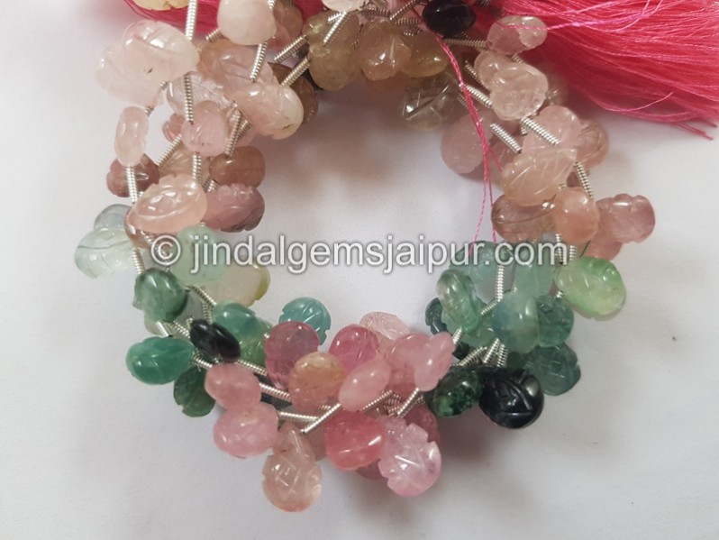 Afghan Tourmaline Carved Pear Beads