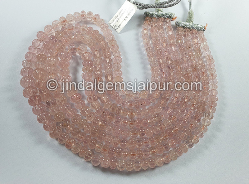 Peach Morganite Carved Pumpkin Shape Beads