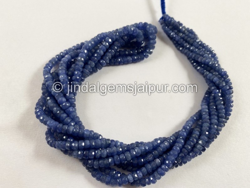 Natural Burmese Blue Sapphire Faceted Roundelle Beads