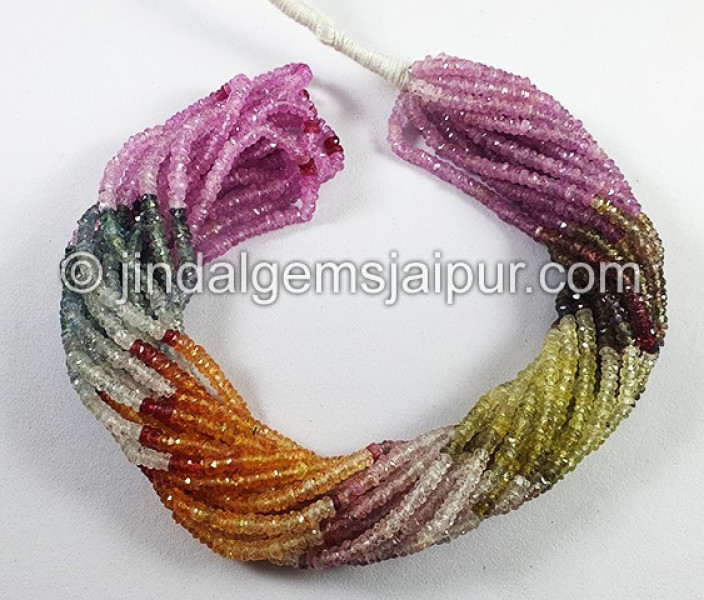 Multi Sapphire Faceted Roundelle Shape Beads