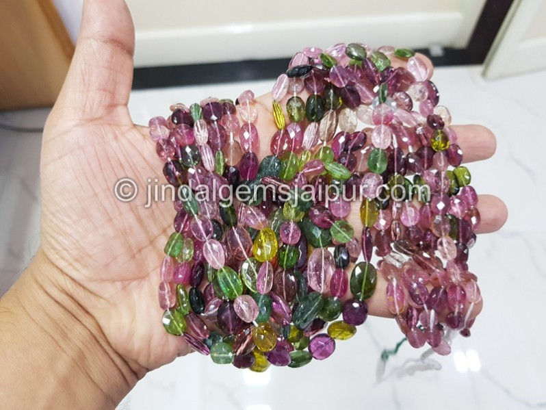 Tourmaline Far Faceted Oval Beads